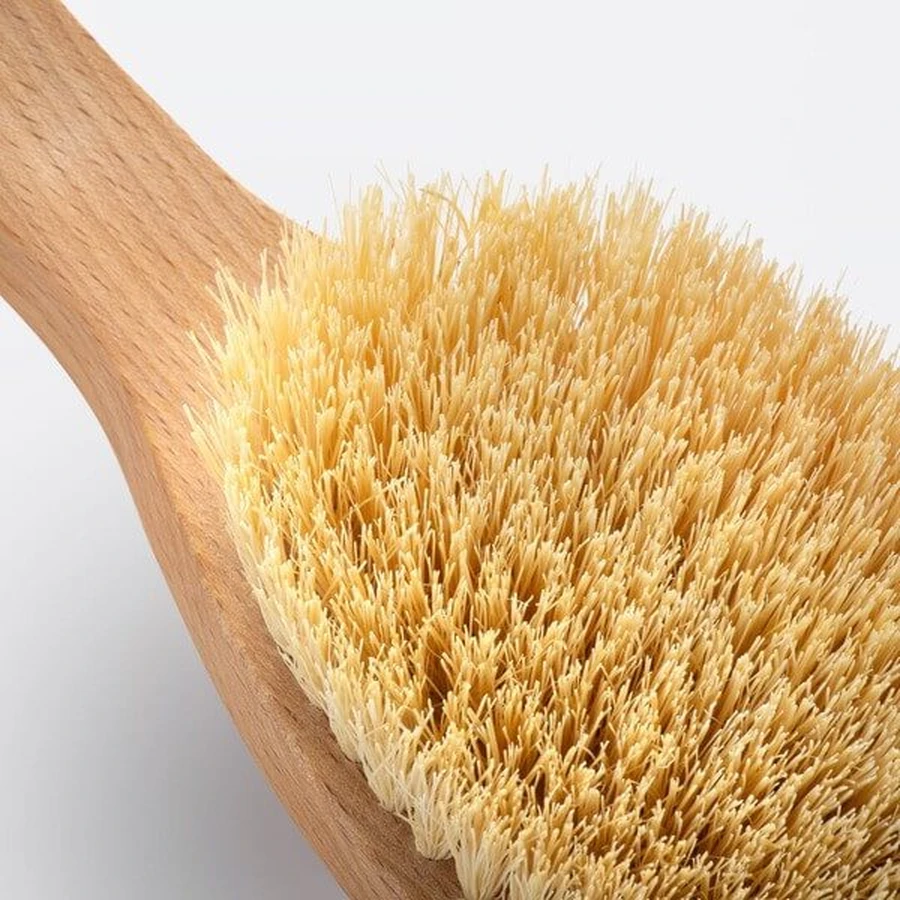 Hhuumm, droge massageborstel voor het lichaam, tampico fiber dubbel gebogen versie nr.6, 1 stuk.