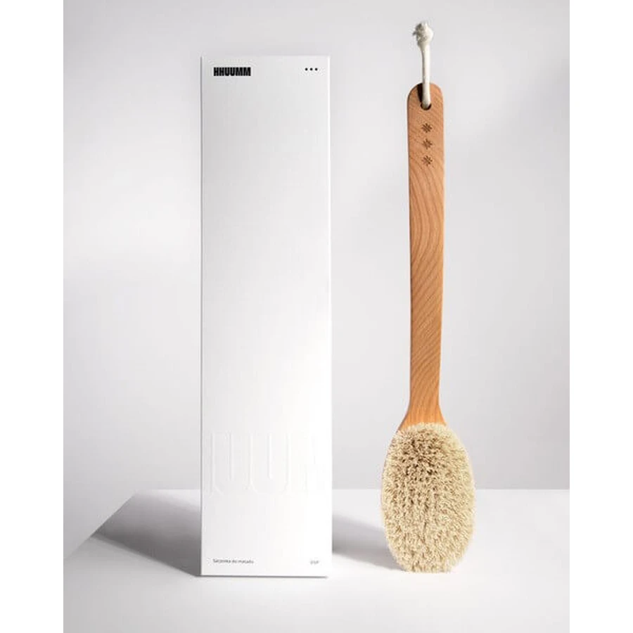 Hhuumm, droge massageborstel voor het lichaam, tampico fiber dubbel gebogen versie nr.6, 1 stuk.