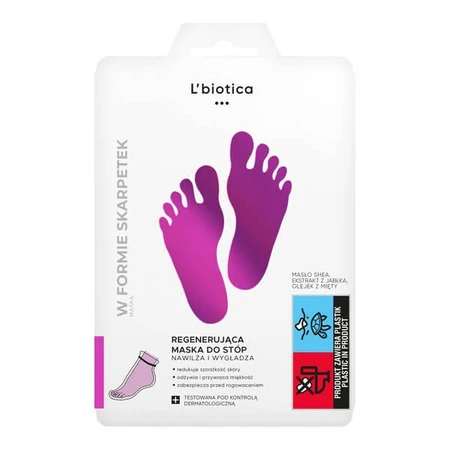 L`Biotica set, regenerating foot mask, 32 ml + exfoliating foot mask in the form of soaked socks, 40 ml