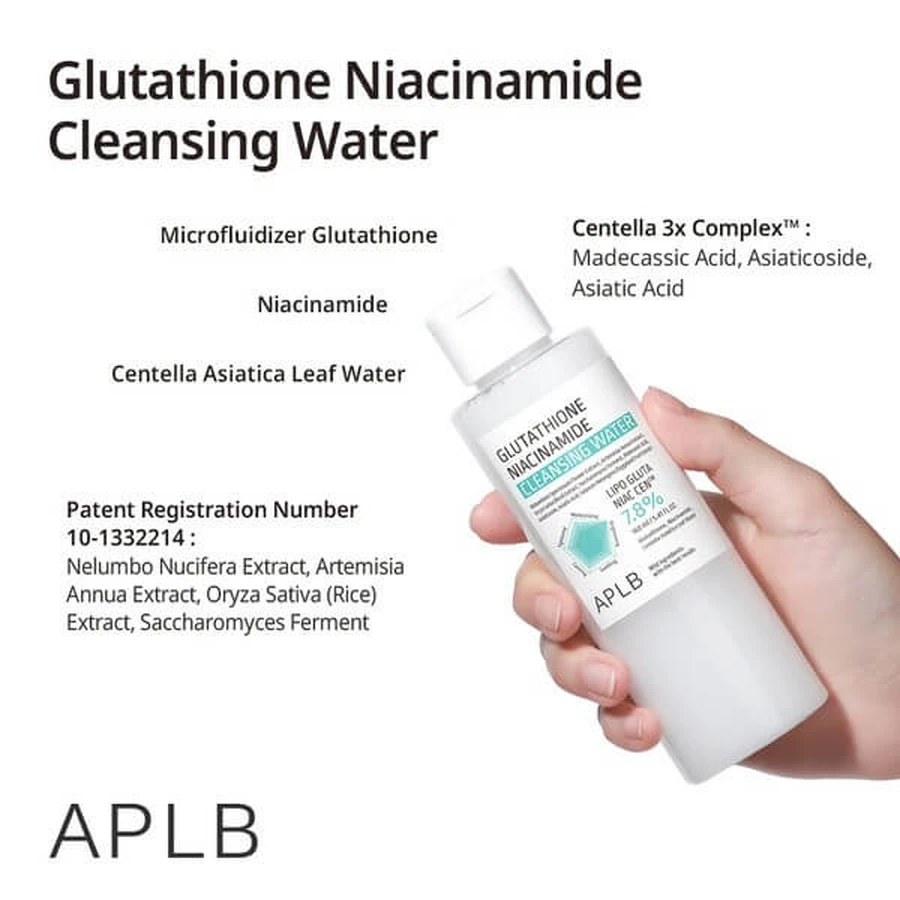 APLB Agua Limpiadora Glutatión Niacinamida, agua micelar con glutatión y niacinamida, 160 ml