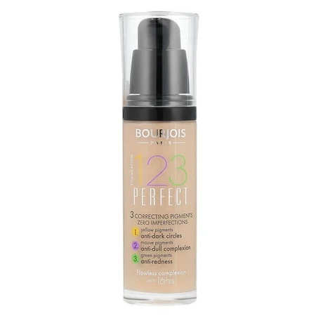 Bourjois 1, 2, 3 Perfect, prebase facial de cobertura media, 53 Beige claro, 30 ml