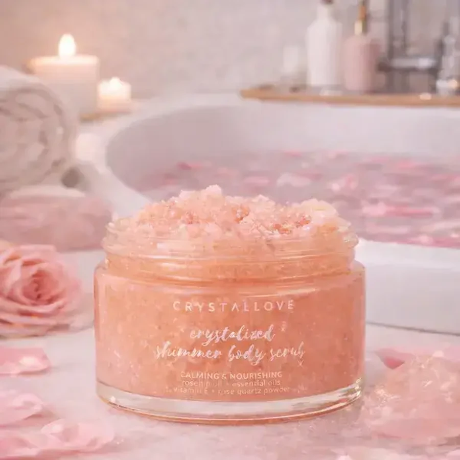 Crystallove, lichaamsscrub met rozenkwarts, 200 g