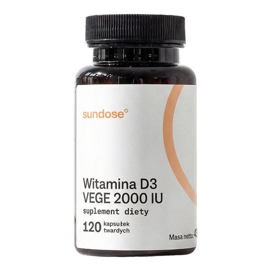 Sundose Vitamin D3 Vege 2000 IU, hard capsules, 120 pcs.