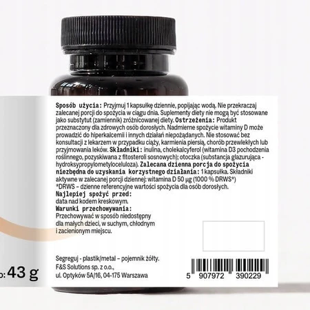 Sundose Vitamin D3 Vege 2000 IU, hard capsules, 120 pcs.