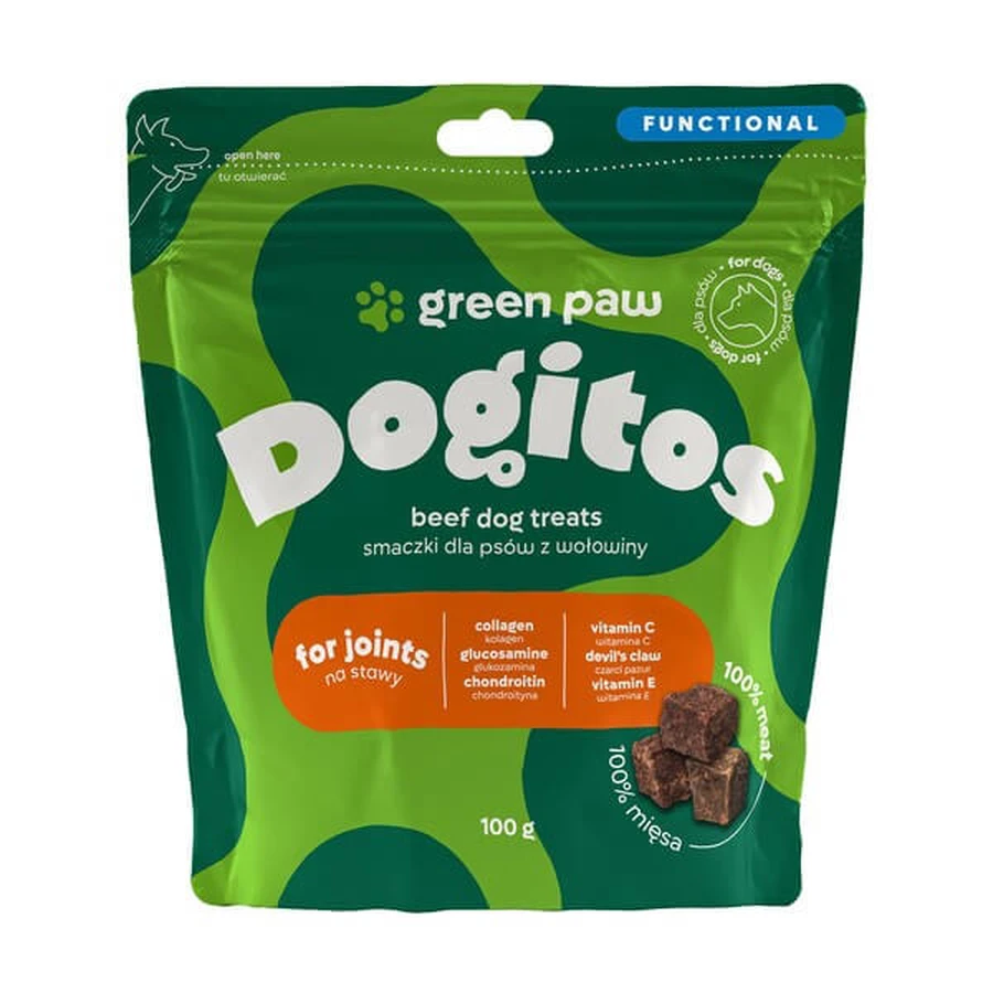 Green Paw Dogitos For Joints, golosinas de carne de vacuno para perros, 100 g