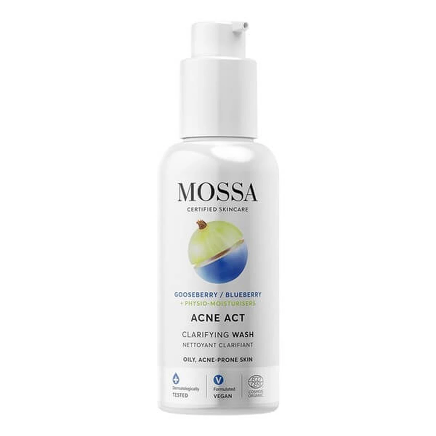 Mossa, reinigingsgel voor huid met onvolmaaktheden met kruisbes en bosbes, 140 ml