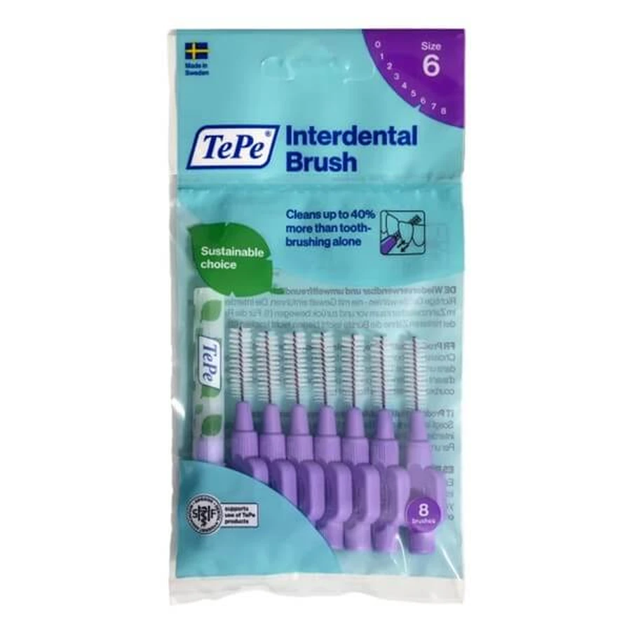 TePe Original, interdentale ragers, paars (1,1 mm), 8 stuks.