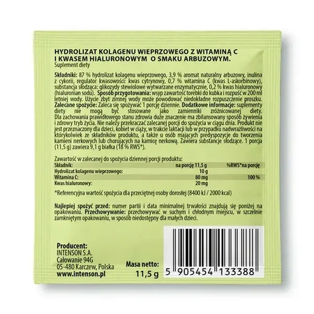Intenson Collagen + Hyaluronsäure + Vitamin C, Pulver, Wassermelonengeschmack, 11,5 g
