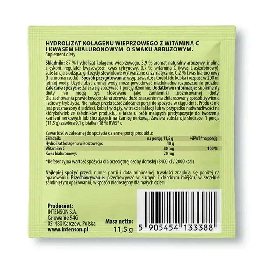 Intenson Collagen + Hyaluronsäure + Vitamin C, Pulver, Wassermelonengeschmack, 11,5 g