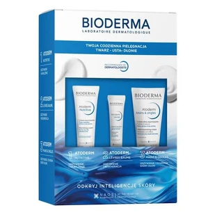 Bioderma Atoderm Set, pflegende Creme, 40 ml + Lippenbalsam, 15 ml + Hand- und Nagelcreme, ultra-pflegend, 50 ml