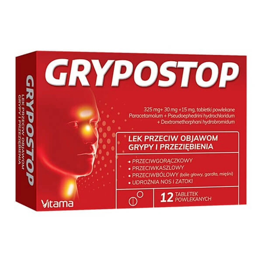 Grypostop, filmomhulde tabletten, 12 st.