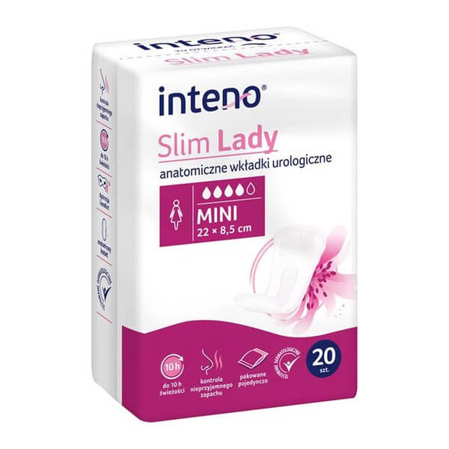 Inteno Slim Lady, anatomische urologische inleggers, Mini, 20 stuks.