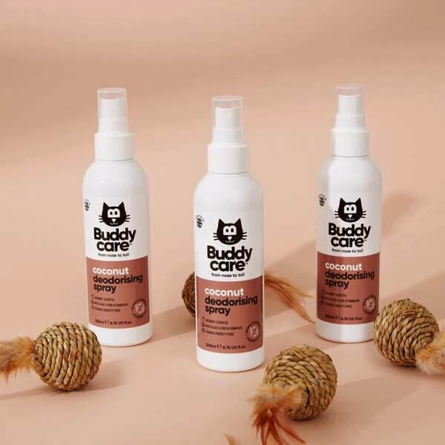 Buddycare, desodorante para gatos en spray, coco, 200 ml