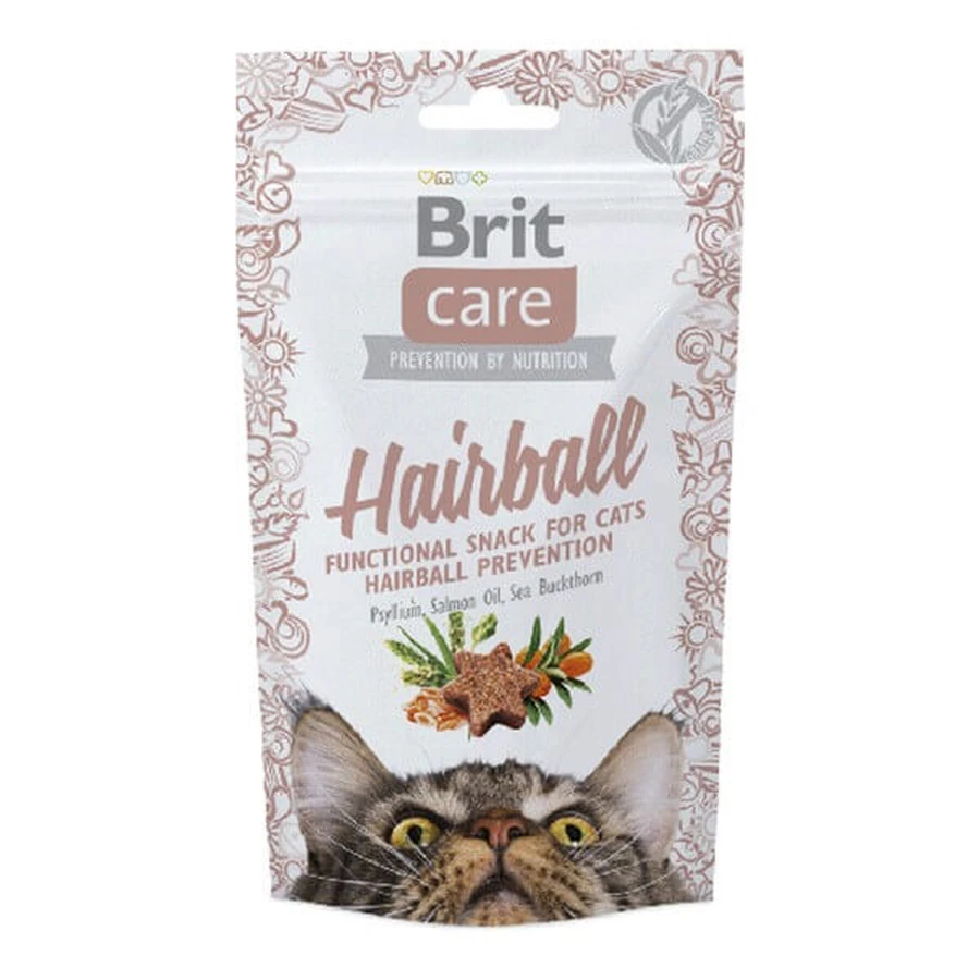 Brit Care Cat Snack Hairball, golosina para gatos contra la formación de bolas de pelo, 50 g