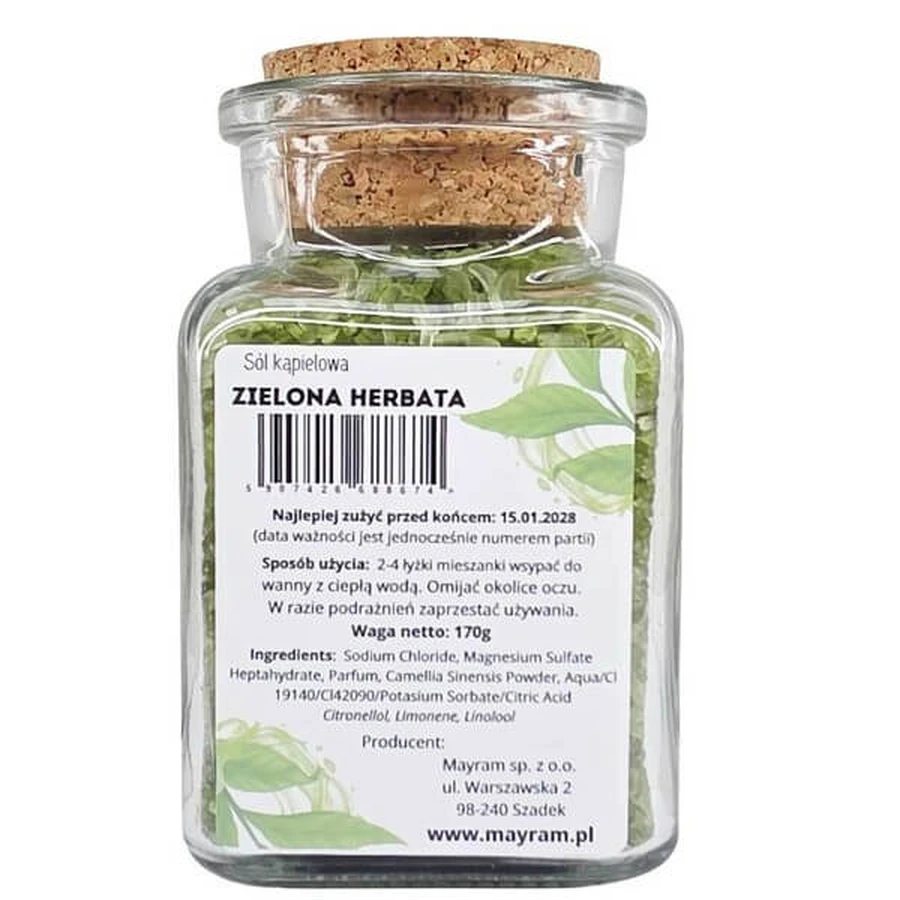 Mayram, sel de bain, Thé vert, 170 g