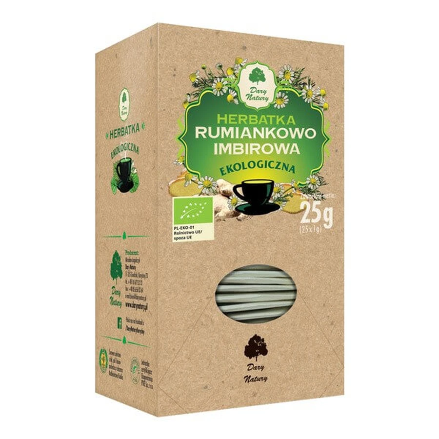Gift of Nature, té ecológico, manzanilla-jengibre, 25 x 1 g