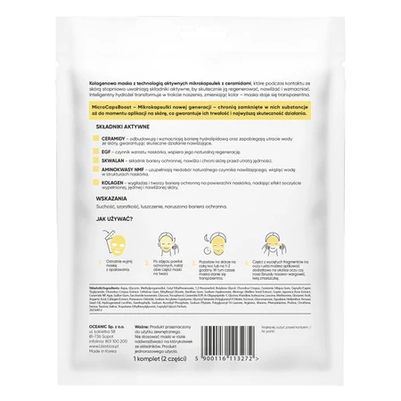 L'biotica, collagen mask with ceramides in microcapsules, Regeneration and Hydration, 1 pcs.