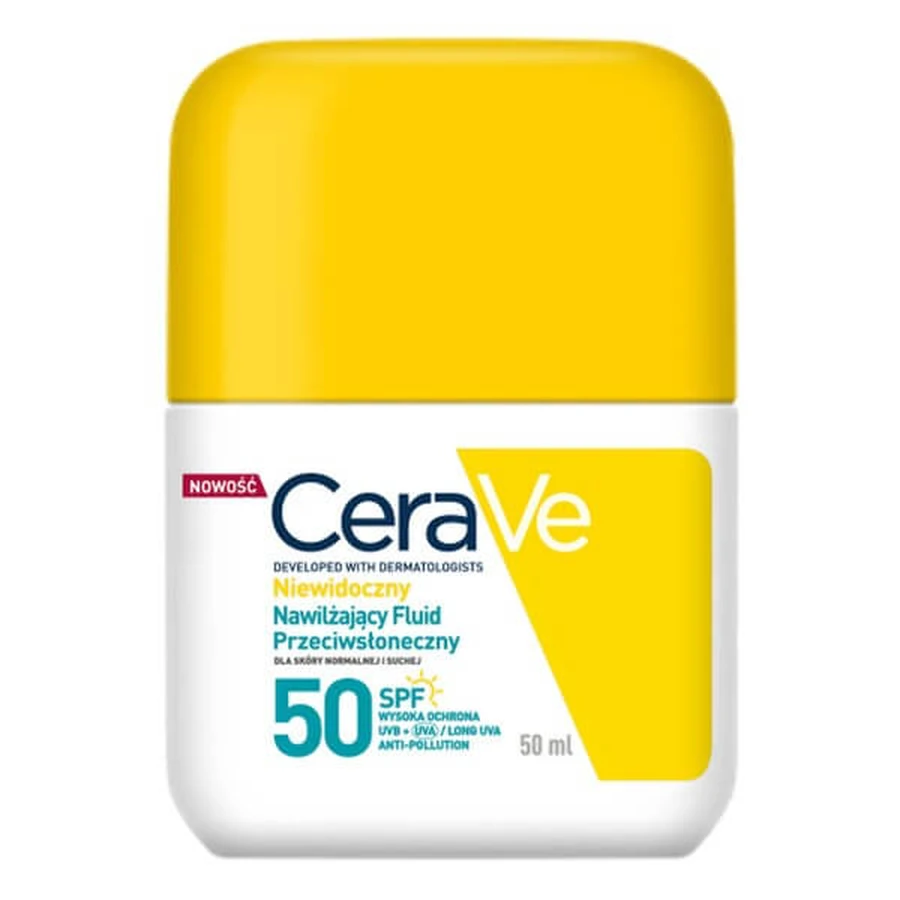 CeraVe, invisible moisturizing sunscreen fluid SPF50, 50 ml