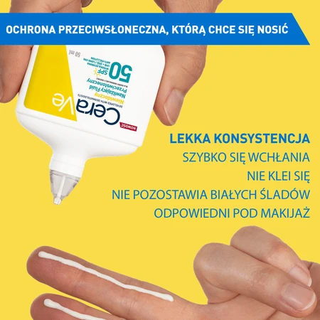 CeraVe, invisible moisturizing sunscreen fluid SPF50, 50 ml