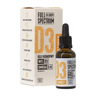 Full Spectrum, Vitamin D3 FAMILY, hemp oil, drops, 30 ml