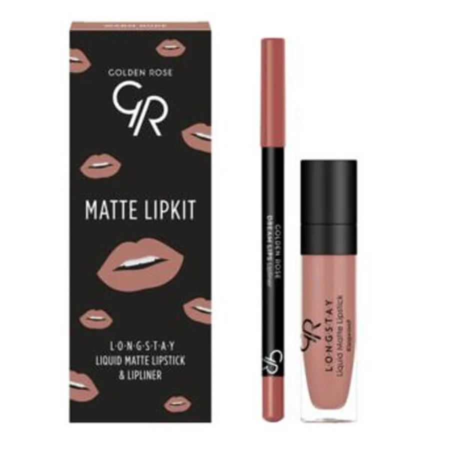 Golden Rose Matte Lipkit, set de maquillaje para labios, nude, 7,6 g