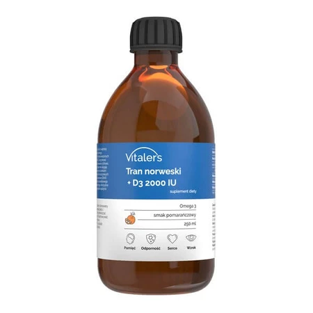Vitaler's Norwegian Trank + D3 2000 IU, liquid, orange flavor, 250 ml