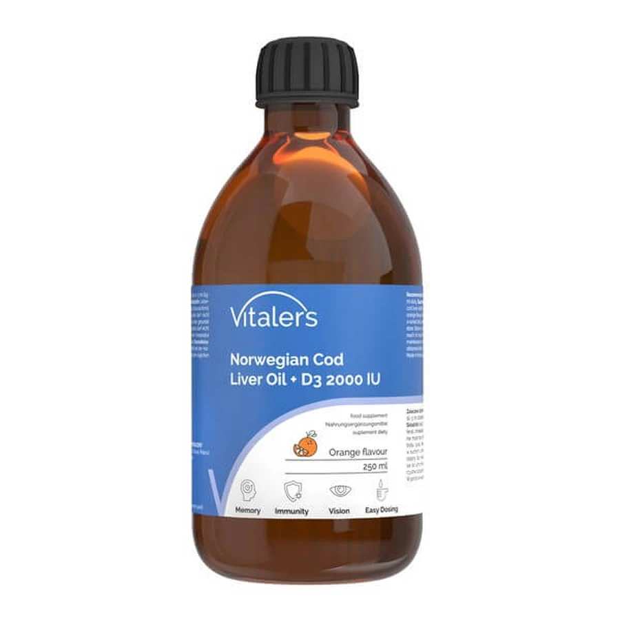 Vitaler's Norwegian Trank + D3 2000 IU, liquid, orange flavor, 250 ml