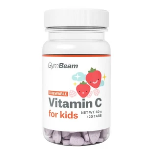 GymBeam Vitamin C Sauger für Kinder, Tabletten, Erdbeergeschmack, 120 Stk.