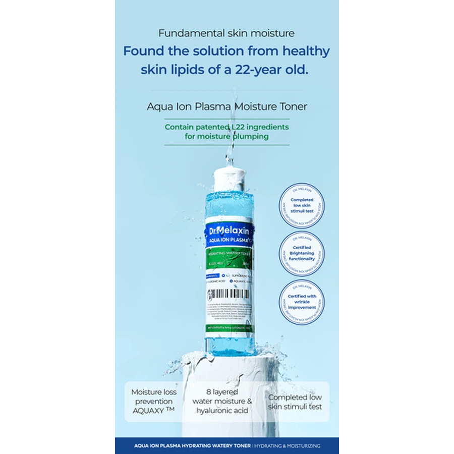 Dr.Melaxin Aqua Ion Plasma Watery Tonert, feuchtigkeitsspendendes Gesichtswasser, 200 ml