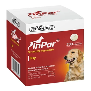 InPar 50/144/200 mg, comprimés pour chiens, 20 blisters x 10 pcs.