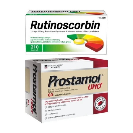 Set Prostamol Uno, 320 mg, zachte capsules, 60 st. + Rutinoscorbin, filmomhulde tabletten, 210 st.