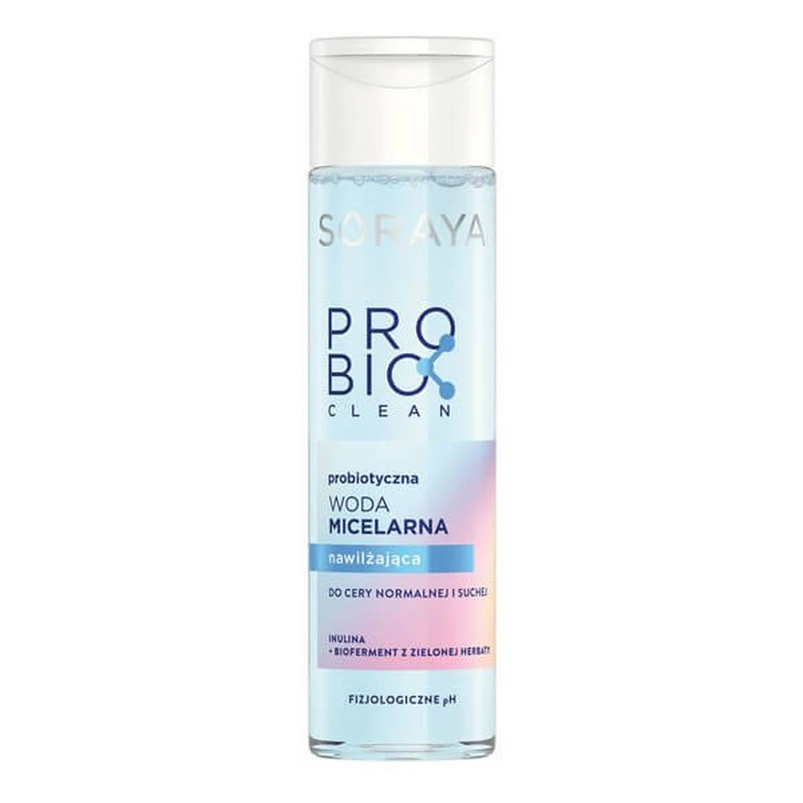 Soraya, Probio Clean, probiotisch micellair water, normaliserend voor de vette en gemengde huid, 250 ml.