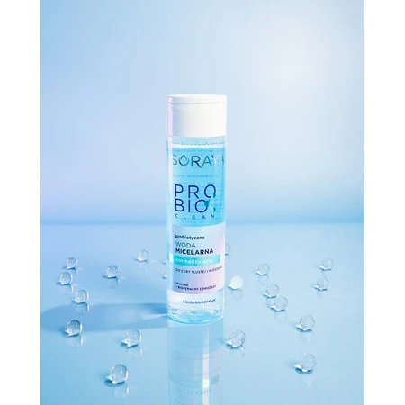 Soraya, Probio Clean, probiotisch micellair water, normaliserend voor de vette en gemengde huid, 250 ml.