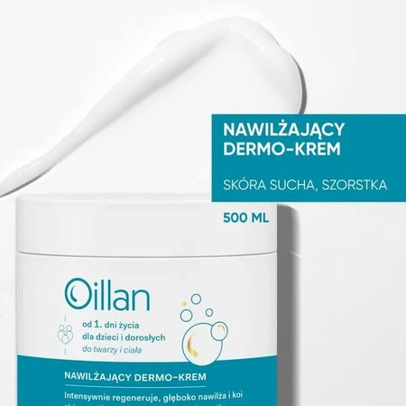 Lot de 2 x Oillan, dermo-crème hydratante, 500 ml