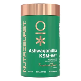 Nutriburst Ashwagandha KSM-66, bonbons gélifiés, saveur fruits tropicaux, 60 pcs.