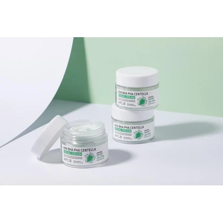 APLB Crema Facial AHA BHA PHA Centella, crema facial exfoliante y calmante con ácidos y Centella Asiática, 55 ml