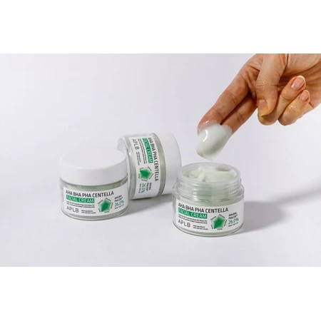 APLB Crema Facial AHA BHA PHA Centella, crema facial exfoliante y calmante con ácidos y Centella Asiática, 55 ml