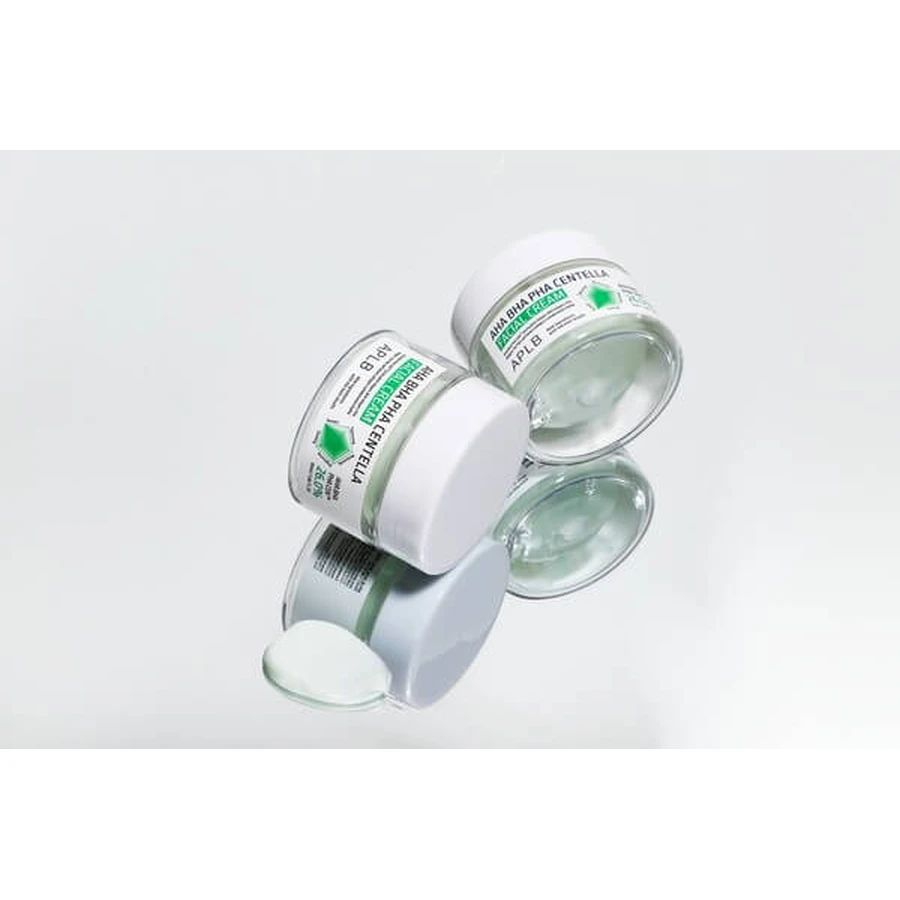 APLB Crema Facial AHA BHA PHA Centella, crema facial exfoliante y calmante con ácidos y Centella Asiática, 55 ml