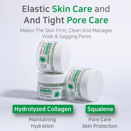 APLB Crema Facial AHA BHA PHA Centella, crema facial exfoliante y calmante con ácidos y Centella Asiática, 55 ml
