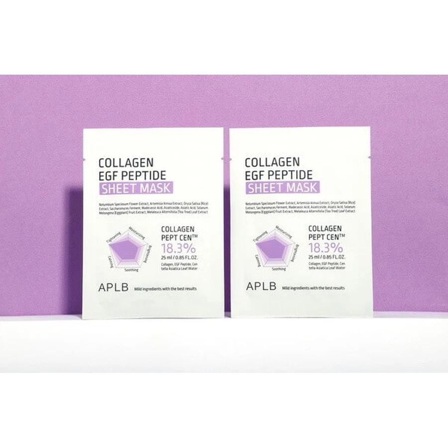 APLB Collagen EGF Peptide Sheet Mask, Gesichtsmaske mit Kollagen und EGF-Peptiden, 25 ml
