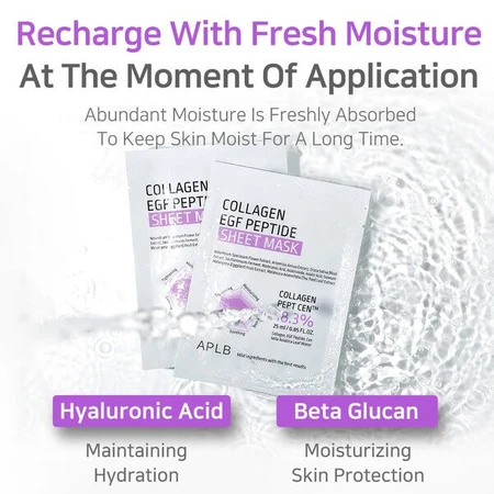 APLB Collagen EGF Peptide Sheet Mask, Gesichtsmaske mit Kollagen und EGF-Peptiden, 25 ml