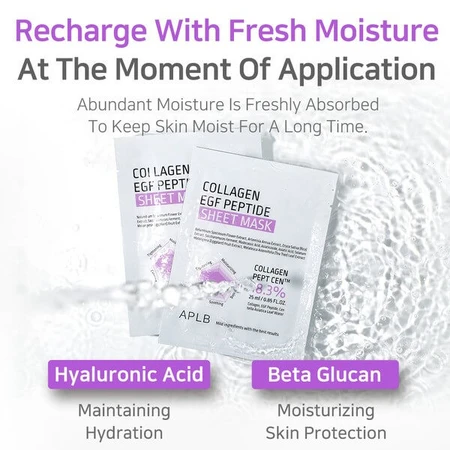 APLB Collagen EGF Peptide Sheet Mask, Gesichtsmaske mit Kollagen und EGF-Peptiden, 25 ml