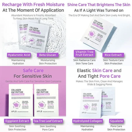 APLB Collagen EGF Peptide Sheet Mask, Gesichtsmaske mit Kollagen und EGF-Peptiden, 25 ml