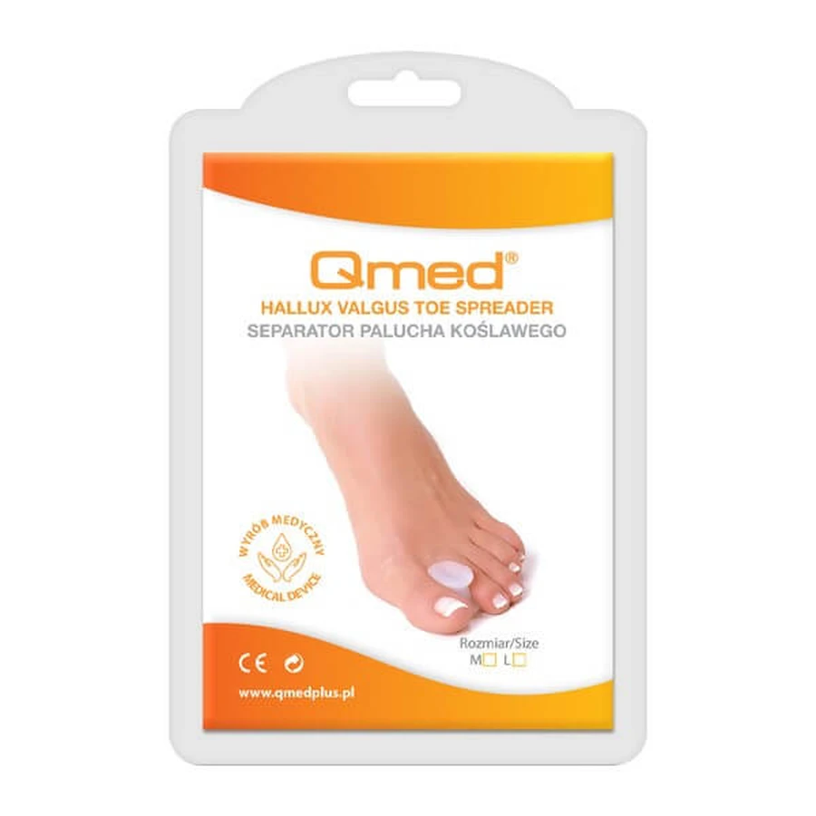 Qmed Hallux Valgus Toe Spreader, separator de deget valgus, mărimea L, 1 buc.