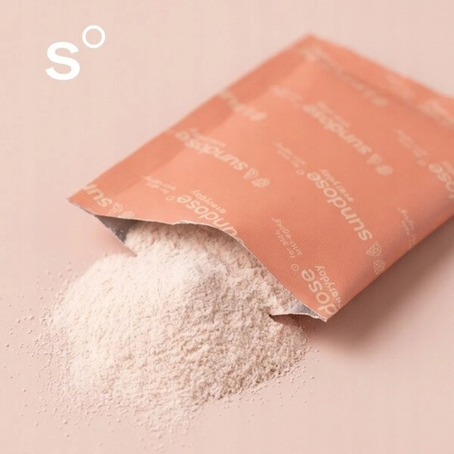 Sundose Everyday For Skin Anti-Aging, pliculețe cu pulbere, aromă de zmeură și lămâie, 15 buc.