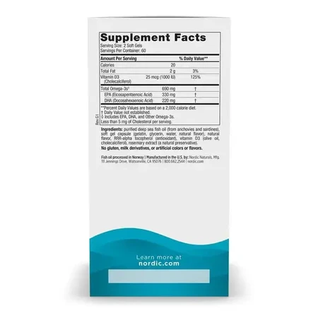 Nordic Naturals, Omega-3D 690 mg, capsules, lemon flavor, 120 pcs.