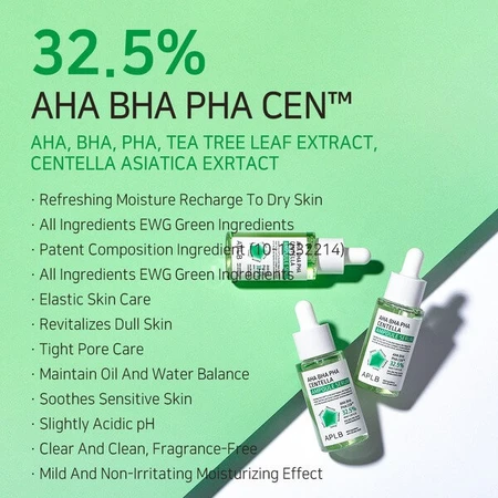 APLB AHA BHA PHA Centella Ampolla, suero facial, 40 ml.