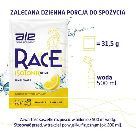 Ale Race Bebida Isotónica Sabor Limón, en polvo, 31,5 g