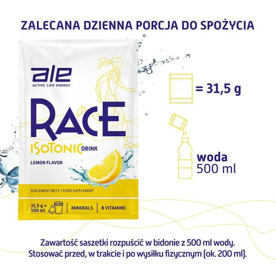 Ale Race Bebida Isotónica Sabor Limón, en polvo, 31,5 g