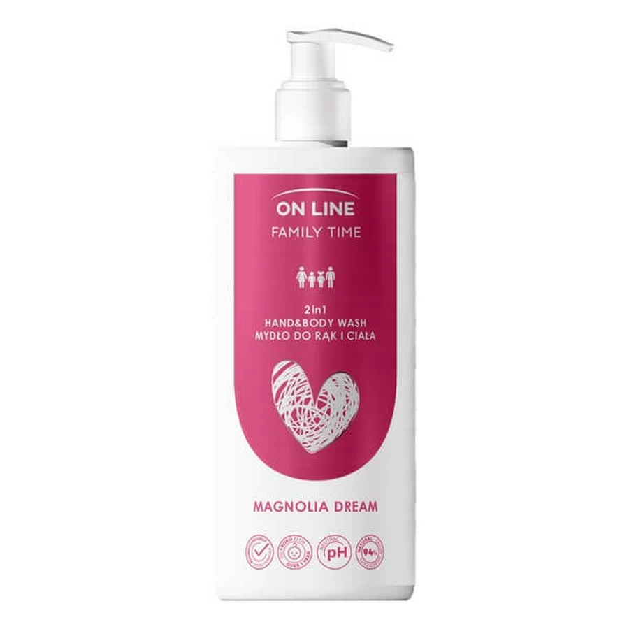 On Line Family Time, 2-in-1 Magnolia Whisper soap, 500 ml